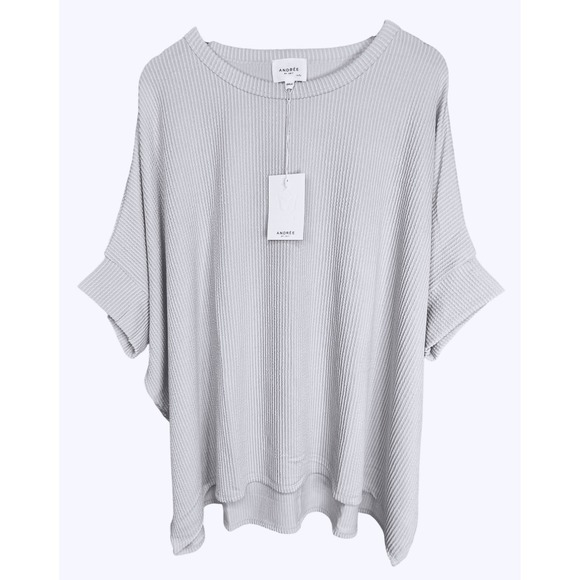 ANDREE BY UNIT Tops - Andree by Unit Plus Size Top, Dolman Sleeve, Ribbed Knit Casual Comfy-1X/2X